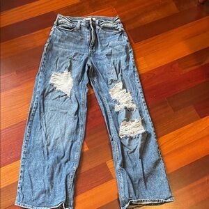 SO Distressed Blue Flare Jeans